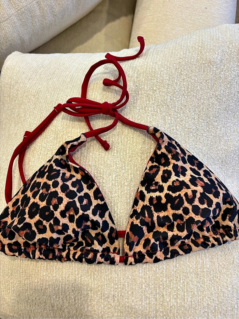 Leopard Print Triangle Bikini Top
